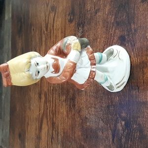 Vintage Hand Made Hand Painted Girl Figurines with basket of flowers